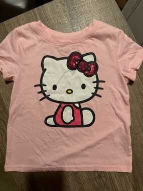 Hello Kitty Light Pink Tee with Sequin Pink Bow